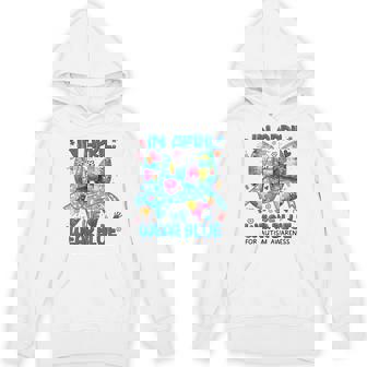 In April We Wear Blue For Autism Awareness Coquette Hoodie - Monsterry