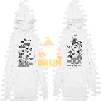 Bruh Ghost I Mean Boo Halloween Ghost Drinking Latte Coffee Unisex Hoodie - Monsterry