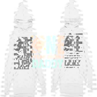 Daddy Of The 1 Year Old Football 1St Year Down Birthday Boy Hoodie - Thegiftio UK