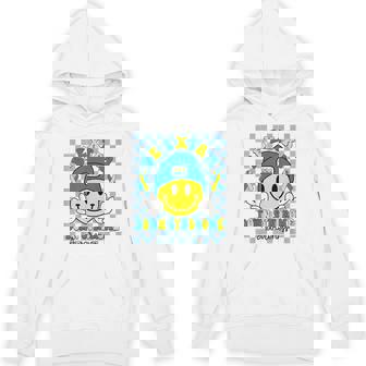 Be Extra Yellow And Blue Smile Face Down Syndrome Awareness Hoodie | Mazezy