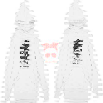 In February We Wear Red Heart Disease Awareness Messy Bun Unisex Hoodie - Monsterry