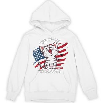 Cat Lovers God Bless Meowica Patriotic 4Th Of July Hoodie | Seseable UK