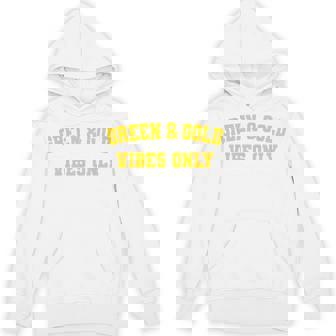 Green And Gold Vibes Only High School Football Team Game Day Hoodie | Mazezy