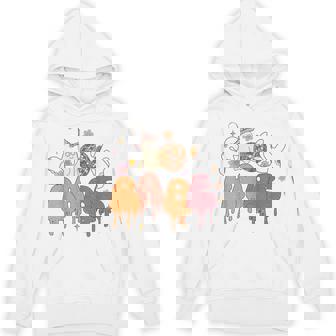 Groovy Spooky Babe Vibes Retro Floral Ghost Hippie Halloween Unisex Hoodie - Monsterry