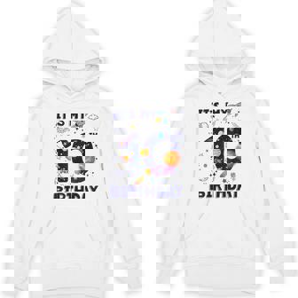 It's My 10th Birthday Boy Outer Space B-Day Party Theme Unisex Hoodie - Monsterry