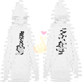 Kpop Korean Finger Heart Symbol I Love You Saranghae Unisex Hoodie - Monsterry