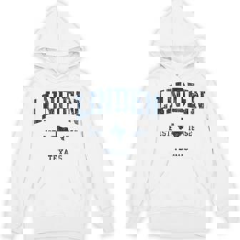 Linden Texas TX Vintage Athletic Navy Sports Unisex Hoodie - Monsterry