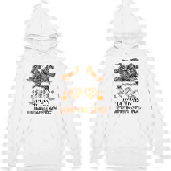 Little Miss Pumpkin Spice Messy Bun Thanksgiving Halloween Unisex Hoodie - Monsterry