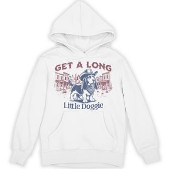 Get A Long Little Doggie Basset Hound Vintage Western Hoodie - Thegiftio UK