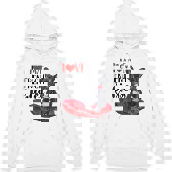 I Love French Kisses Cute French Bulldog Lover Dog Mom Unisex Hoodie - Monsterry