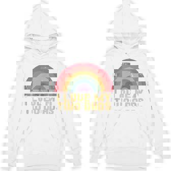 I Love My Two Dads Beautiful Retro Rainbow T-Shirt Design Unisex Hoodie - Monsterry