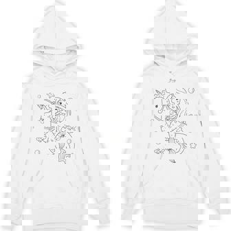 Mermaid Seahorse Unicorn Coloring For Kids Unisex Hoodie - Monsterry