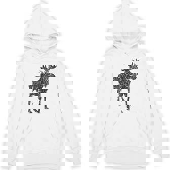 Moose Distressed Print Vintage Moose Hoodie | Mazezy