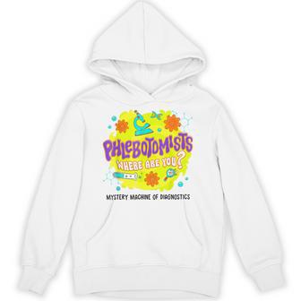 Mystery Machine Of Diagnostics Lab Week 2025 Phlebotomist Hoodie - Thegiftio UK