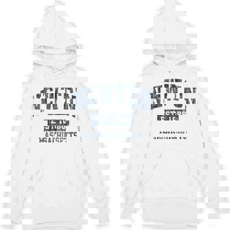 Newton Massachusetts MA Vintage Sports Navy Unisex Hoodie - Monsterry