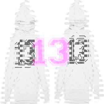 Number 13 Varsity Distressed Vintage Sport Team Player's Hoodie - Thegiftio UK