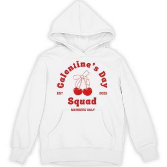 Retro Galentines Day Squad 2025 Cherry Red Bow Valentine Day Hoodie - Thegiftio UK