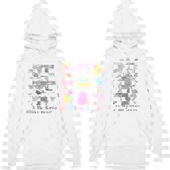Retro Groovy 100 Days Of School 100 Days Smarter Bow Pencil Unisex Hoodie - Monsterry