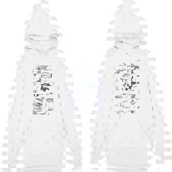 Retro Sea Animals Ocean Wildlife Fish Shark Turtle Octopus Unisex Hoodie - Monsterry