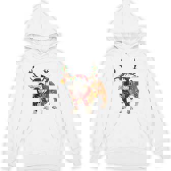 Santa Bulldog Reindeer Light Christmas Unisex Hoodie - Monsterry
