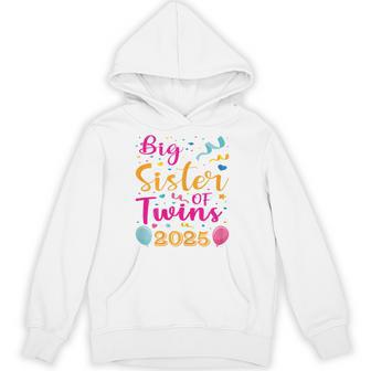 Soon To Be Big Sister Of Twins 2025 Baby Announcement Unisex Hoodie - Monsterry