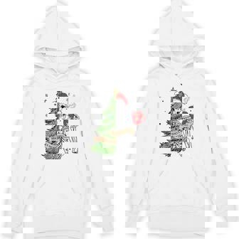 Sorta Merry Sorta Scary Skeleton Snow Christmas Tree Xmas Unisex Hoodie - Monsterry