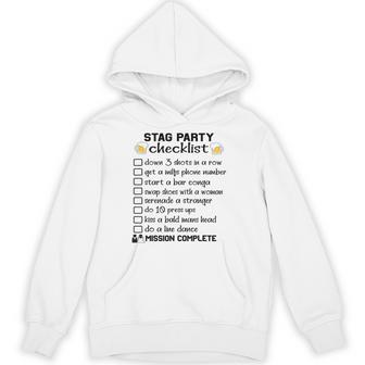 Stag Do Checklist Dares List Bachelor Party Groom Unisex Hoodie - Monsterry