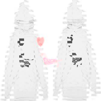 Valentines Wiener Dachshund Doxie In Dog Dress Unisex Hoodie - Monsterry