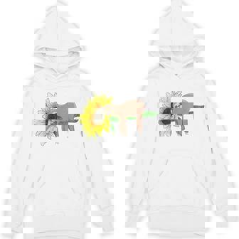 Yellow Flower Sunflower Sleepy Animal Lover Wildlife Sloth Unisex Hoodie - Monsterry