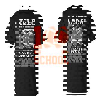 100 Days Of School Football 100th Day For Boys Kids T-Shirt - Monsterry