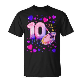 10Th Birthday Girl 10 Years Painting Number 10 T-Shirt - Geschenkecke