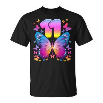 11Th Birthday Girl 11 Years Butterfly Number 11 T-Shirt - Geschenkecke