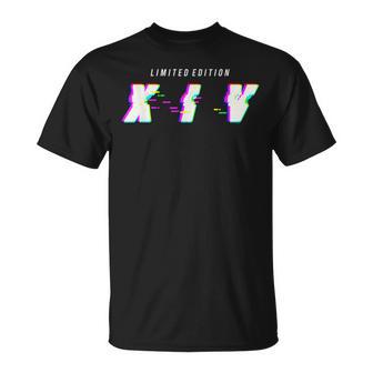 14 Years Birthday Glitched Roman Numerals Limited Edition S T-Shirt - Geschenkecke