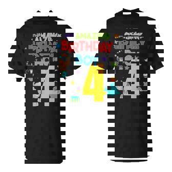 4 Year Old Circus Birthday Shirt Amazing Birthday Boy Four T-Shirt - Monsterry