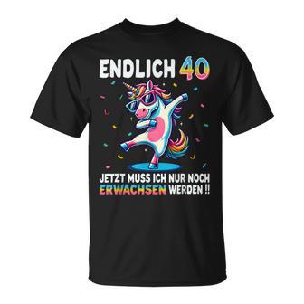 40Th Birthday Woman Man Party Outfit Unicorn T-Shirt - Geschenkecke