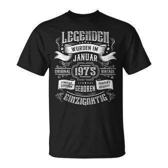 49Th Birthday Legends Were Born In January 1975 T-Shirt - Geschenkecke