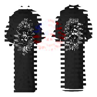 4th Of July Sunflower Peace Sign Tshirt American Flag T-Shirt - Monsterry