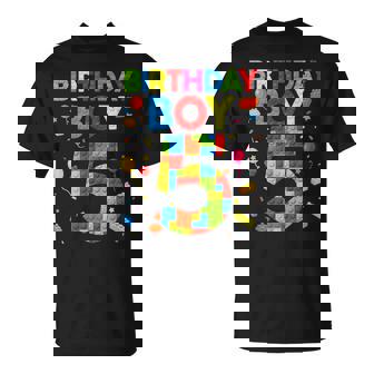 5 Birthday Boy 5 Year Old Building Blocks T-Shirt | Seseable UK