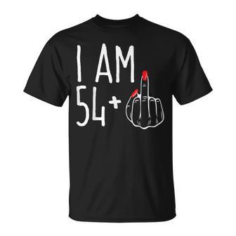 I Am 54 Plus 1 Middle Finger 55Th Women's Birthday T-Shirt - Geschenkecke