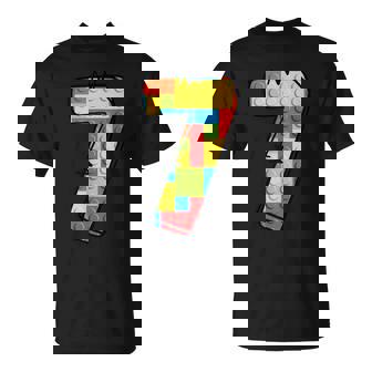 7 Year Old Blocks Building Master Builder 7Th Birthday T-Shirt - Thegiftio