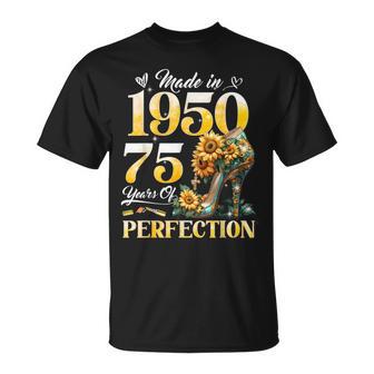 75Th Birthday Floral Made In 1950 75 Years Old Sunflower Camiseta unisex - Regaloses