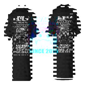 7Th Birthday Boy Level 7 Gamer 7 Year Video Game Party T-Shirt - Seseable
