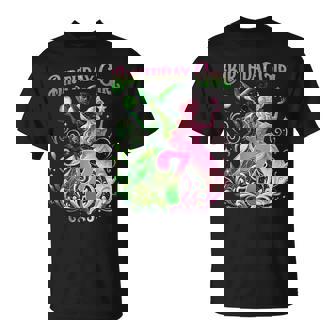 7Th Birthday Witch Pink And Green 7 Year Old Birthday Girls T-Shirt - Seseable