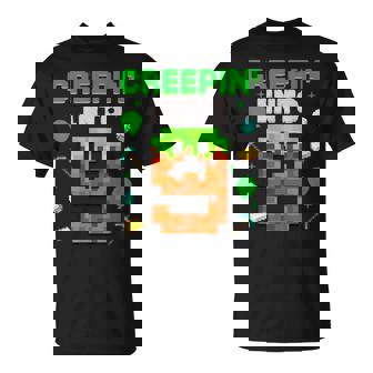 9Th Birthday Gamer Pixel Creepin’ Into 9 Video Game Party T-Shirt - Thegiftio UK