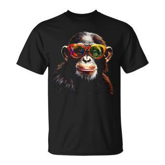 Affe Sonnenbrille Tier Zoo Bunt Kunst Affe T-Shirt - Geschenkecke