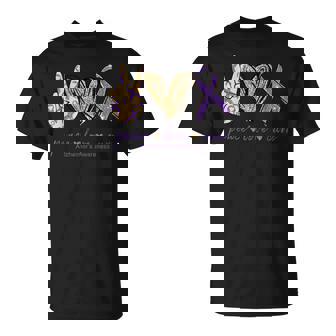 Alzheimer s Awareness Peace Love Cure T-Shirt - Monsterry