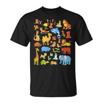 Animals Children With Many Animals T-Shirt - Geschenkecke