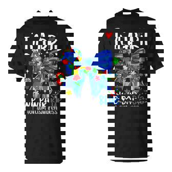 In April We Wear Blue Autism Awareness Coquette Bow Autism T-Shirt | Mazezy