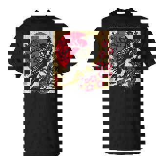 Art Japonais Corbeau Graphiqueintage Fleur De Cerisier T-Shirt - Cadeauxyz