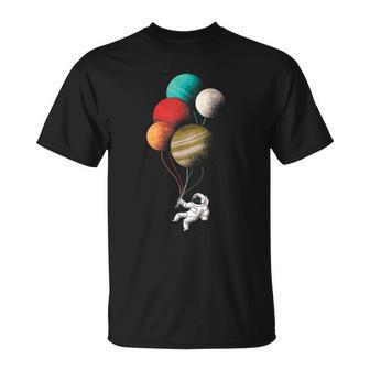 Astronaut With Planets Balloons In Space Women's T-Shirt - Geschenkecke